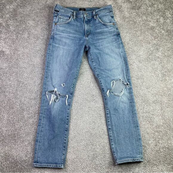 Citizens of Humanity Emerson Jeans Women’s 24 Blue Slim Boyfriend Torn - Picture 1 of 14